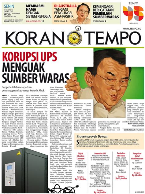 Korupsi Ups Menguak Sumber Waras Berita Utama Koran Tempo Co