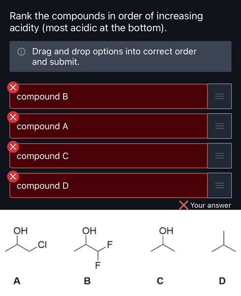 Solved Rank Compounds In Order Of Increasing Acidity