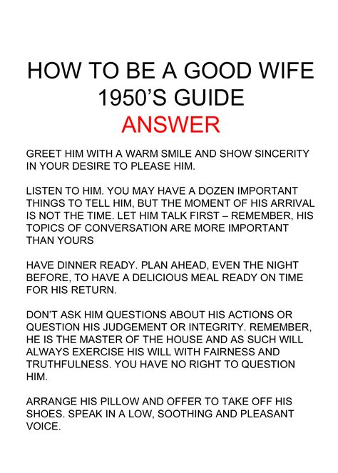 BS10B Good Wife Guide 1950 ANSWER Magical Printable