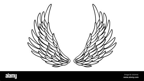 Angel or bird wings abstract sketch isolated on white. doodle ...