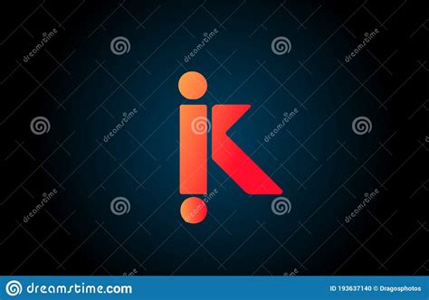 K Alphabet Letter Logo Icon In Orange And Black Corporate Design For