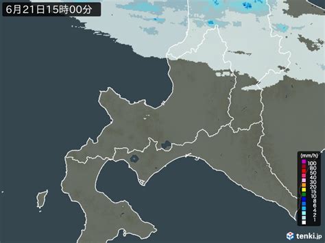 道央の過去の雨雲レーダー2024年06月21日 日本気象協会 Tenkijp