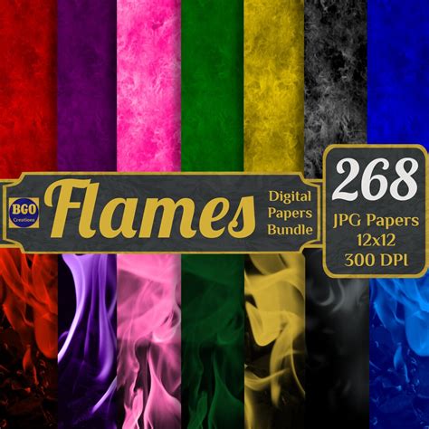 Flames Digital Paper Bundle 268 Flame Papers Printable Fire Etsy