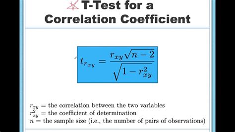 T Test For A Correlation Coefficient And The Coefficient Of