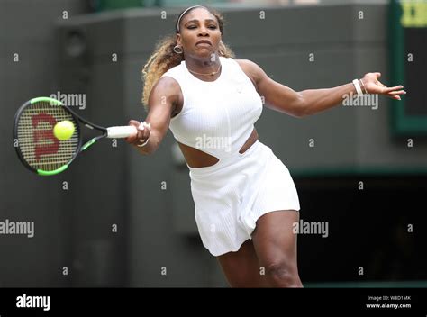 American Tennis Player Serena Williams Playing Forehand Shot During