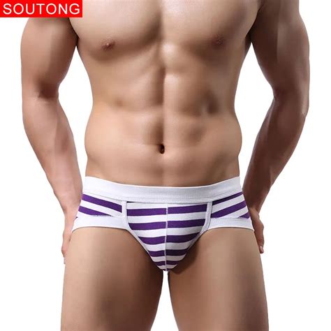 Soutong 4 Pcs Lot Male Underwear Cotton Men Briefs Underwear Striped