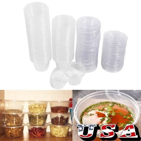 50pcs Disposable Plastic Condiment Sauce Chutney Cup Food Container Storage Box4oz Walmart