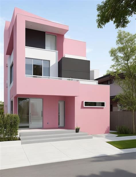 Premium Photo | Modern pink house architecture design with elegant clean lines and details in ...