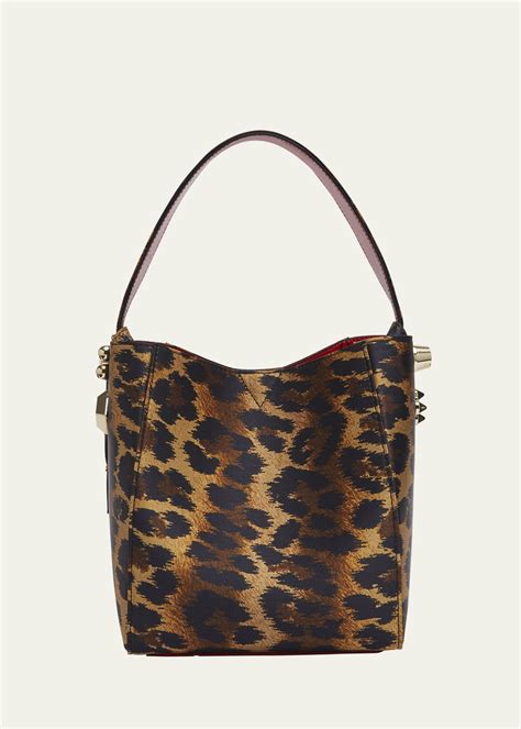 Christian Louboutin Cabachic Mini Leopard Print Satin Bucket Bag