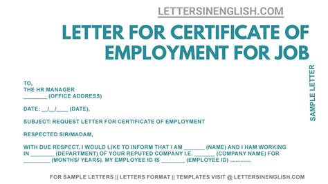 How To Write A Request Letter For Certificate Of Employment Sample Design Talk