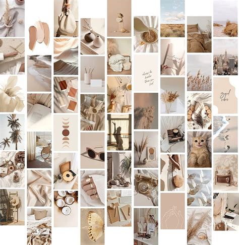 Buy 60pcs Beige Wall Collage Kit Aesthetic Picture Boho Wall Collage