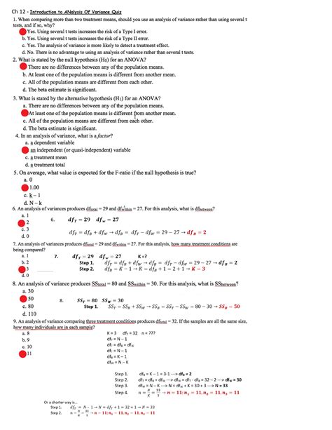 Chapter 12 Quiz Anova Psyc 310 Ch 12 Introduction To Analysis Of