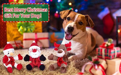 Amsixnt Jouet pour Chien Noel Jouets à couinement pour Chiens Jouet