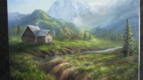 Oil Painting Mountain Cabin Landscape Kevin Hill Paintings