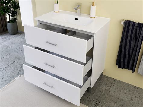 Mobile Bagno Trio L Cm In Appoggio A Terra Con Cassetti E Lavabo