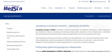 Centrum Medyczne MedSen Https Medsen Pl Laryngologia Ul Gen St