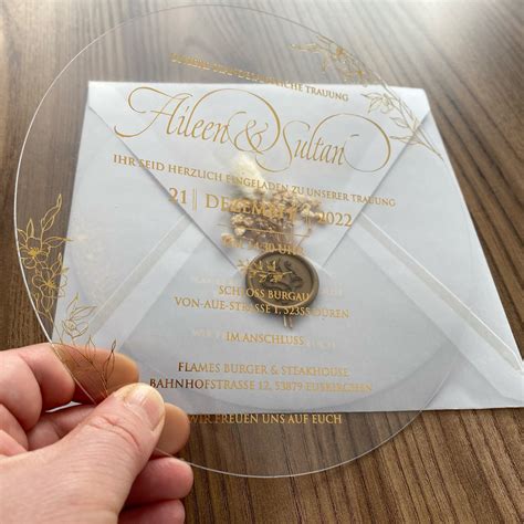 Gold Foil Printed Acrylic Wedding Invitation Wedding Invitation