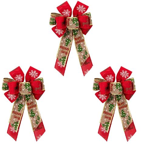 3Pcs Reusable Large Christmas Wreath Bows, Burlap Buffalo Plaid Wreath ...