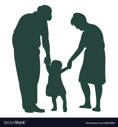 Adult child holding hands silhouette Royalty Free Vector