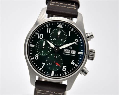 Fs Iwc Pilot Chronograph Green Dial Stainless Steel Iw W