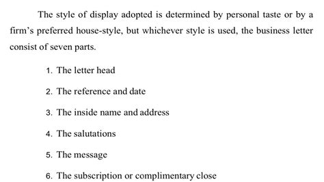 Seven Parts Of The Bussiness Letter English For Correspondance Tbi