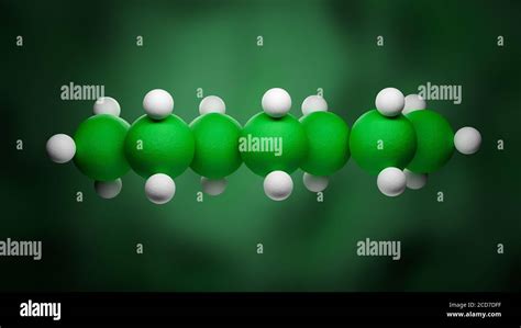 Modelo De Una Molécula Heptano De La Familia De Los Hidrocarburos