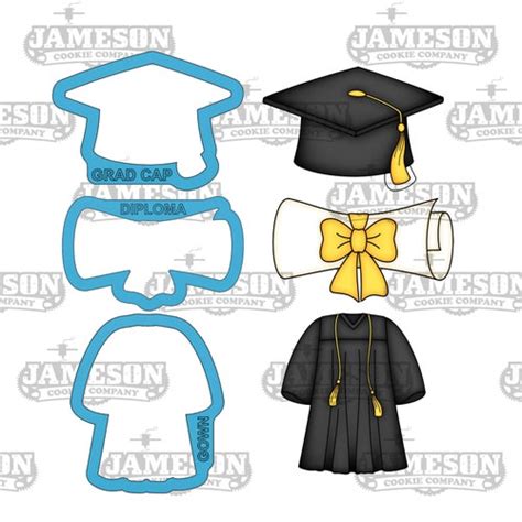 Graduation Cookie Cutter Set With Diploma 2023 Cap And Gown Etsy