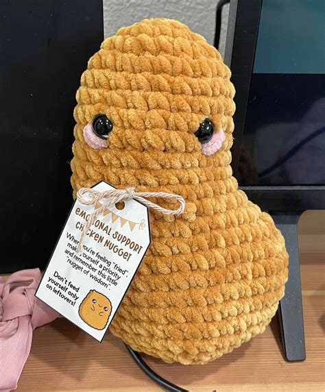 Crochet Emotional Support Chicken Nugget Plush Etsy