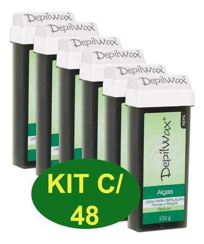 Kit 48 Ceras Depilatórias Roll on Algas 100 G Depilwax Parcelamento