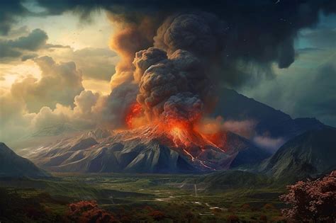 Premium AI Image | A terrible volcanic eruption Magma bursting out of ...