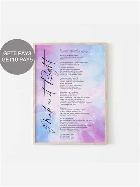 BTS Make It Right Lyrics Prints Poster digital Download - Etsy