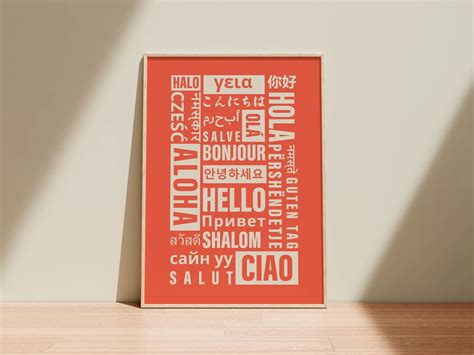 Printable Hello In Different Languages Poster Hello World Etsy