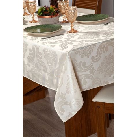 Toalha Para Mesa 06 Lugares Sala Jantar Tecido Grosso Jacquard 2