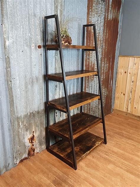 Industrial Free Standing Ladder Shelving Unit Lean To Bespoke Shelving