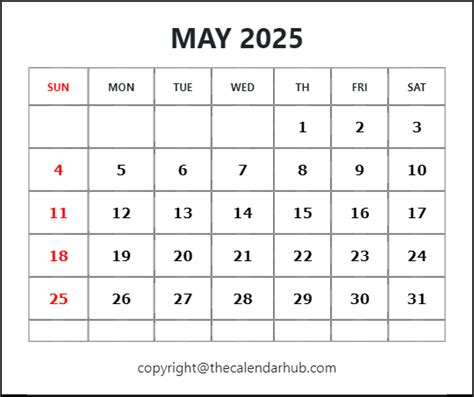 Printable May 2025 Calendar With Holidays