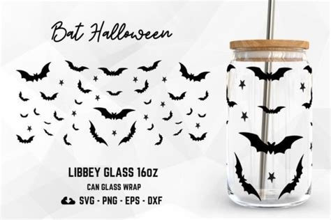 Bat Halloween 16oz Libbey Can Glass SVG Graphic By AppearanceCraft