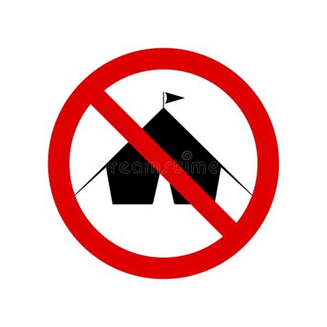 No Camping Prohibition Camp Sign Forbidden Tent Round Sign Stock