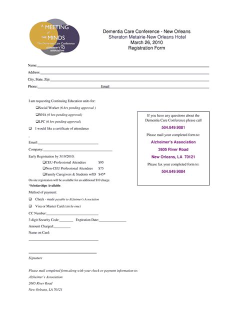 Fillable Online Alz Printable Registration Form Alzheimer S