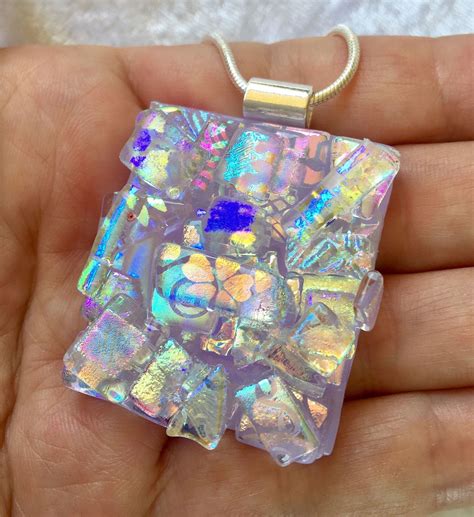 Dichroic Glass Pendant Includes Necklace Picasso Style