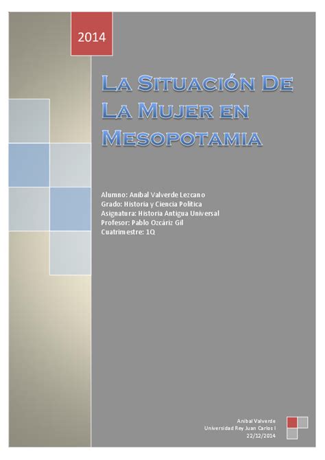 Pdf La Situacion De La Mujer En Mesopotamia