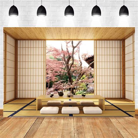 Japan Backdrop Japanese Cherry Blossoms Mount Fuji Landscape Living