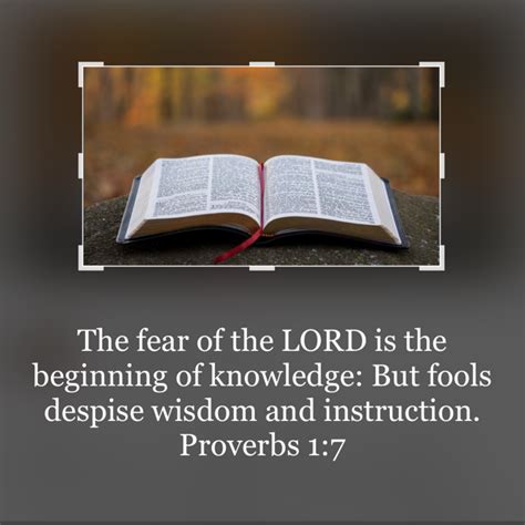 Proverbs 1 7 The Fear Of The Lord Is The Beginning Of Knowledge But