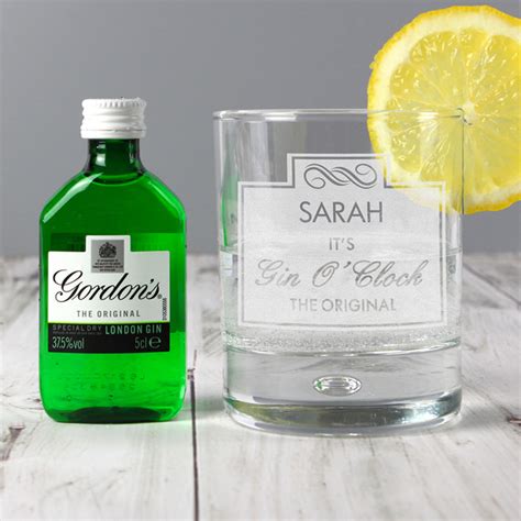 Personalised Gin O Clock Glass Gin Miniature Set