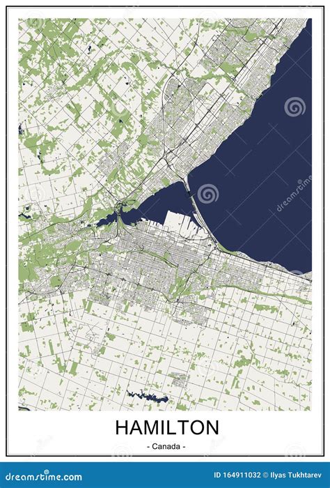 Map Of The City Of Hamilton Canada Stock Illustration Illustration