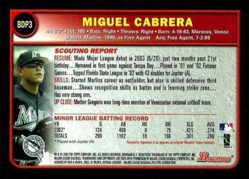 2003 Bowman Draft Picks Prospects Chrome BDP3 Miguel Cabrera