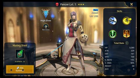 RAID Shadow Legends Unlocking FENCER RARE FORCE Champion YouTube