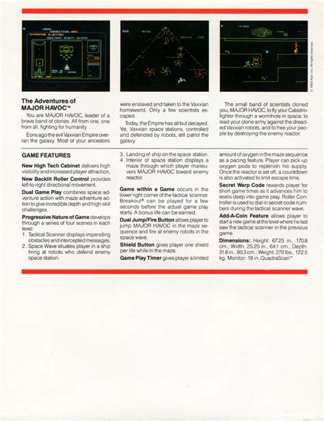 Major Havoc Atari Inc Video Game Usa The Arcade Flyer