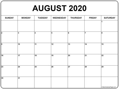 August 2020 Editable Calendar In Pdf Word And Excel