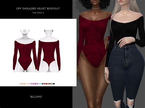 The Sims Resource Off Shoulder Velvet Bodysuit