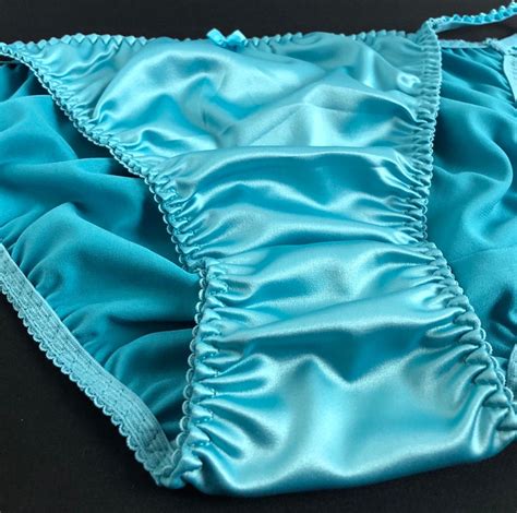 Teal Satin String Bikini Panty Etsy